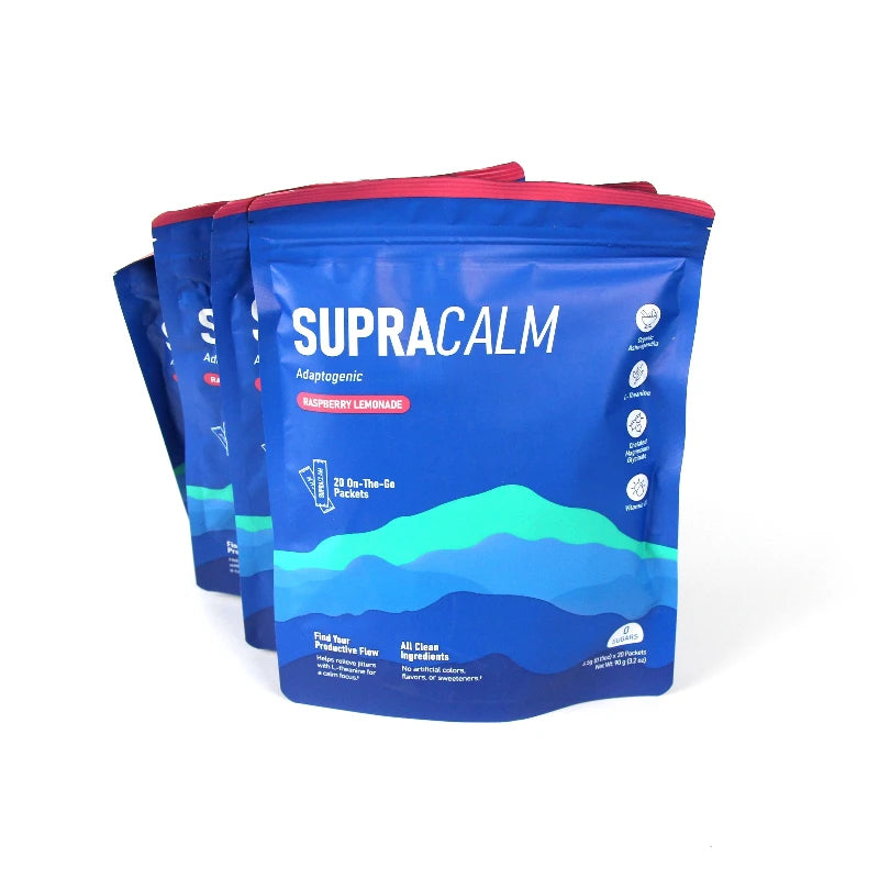 SupraCalm Adaptogenic Mix Raspberry Lemonade Supplement for Relaxation And Focus No Artificial Colors Or Sweeteners 20 Count