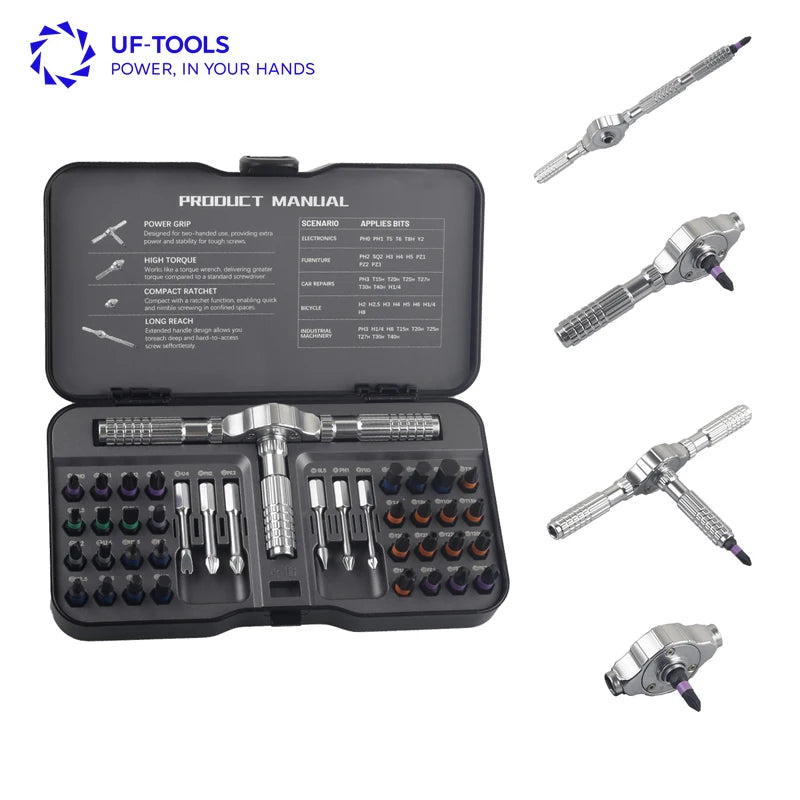 T Screwdriver 40 in 1 Ratchet Screwdriver Set Magnetic Bits Tools Set DIY Precision Hand Tools For Household Repair &PC Repair
