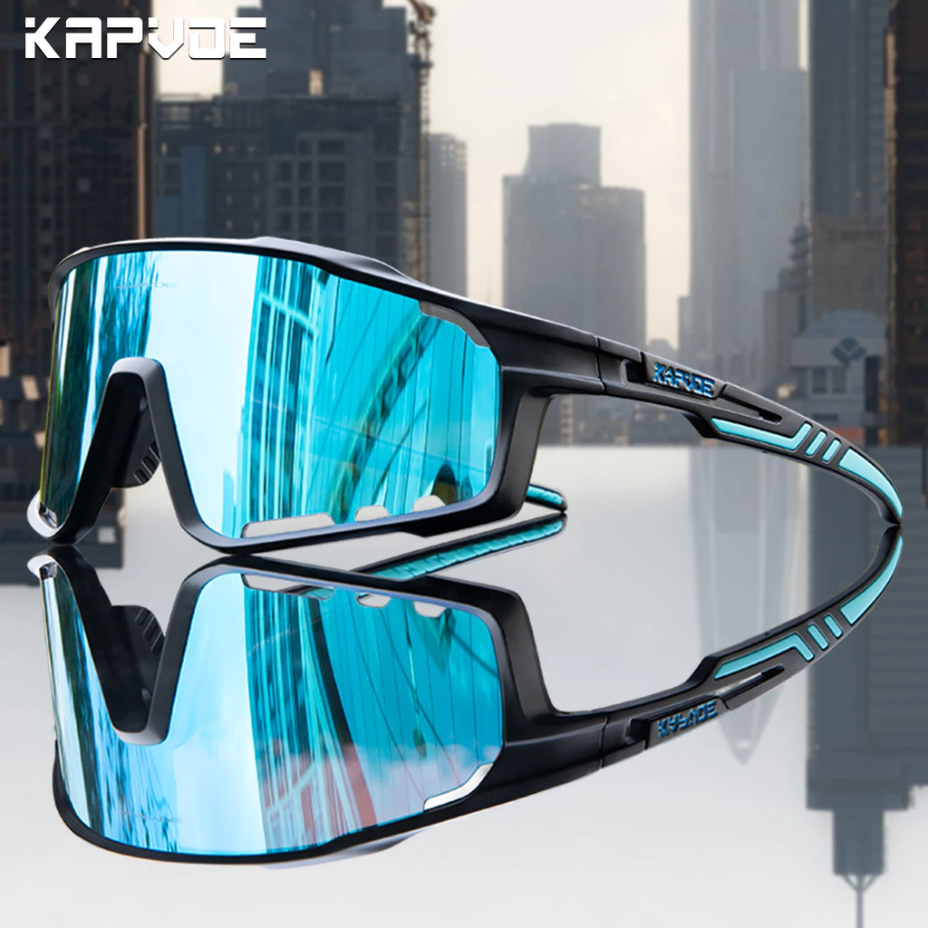 Kapvoe UV400 Racing Bike Glasses Eyewear MTB Cycling Sunglasses Cycling Glasses  Polarized Men's Sunglasses Women Sport Goggles