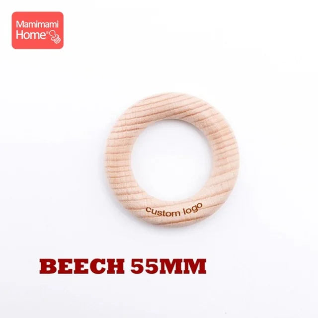 50pc Customize Logo Wooden Ring Baby Photogra Growth Souvenirs BPA Free Beech Ring Baby Photography Milestone Memorial Gifts