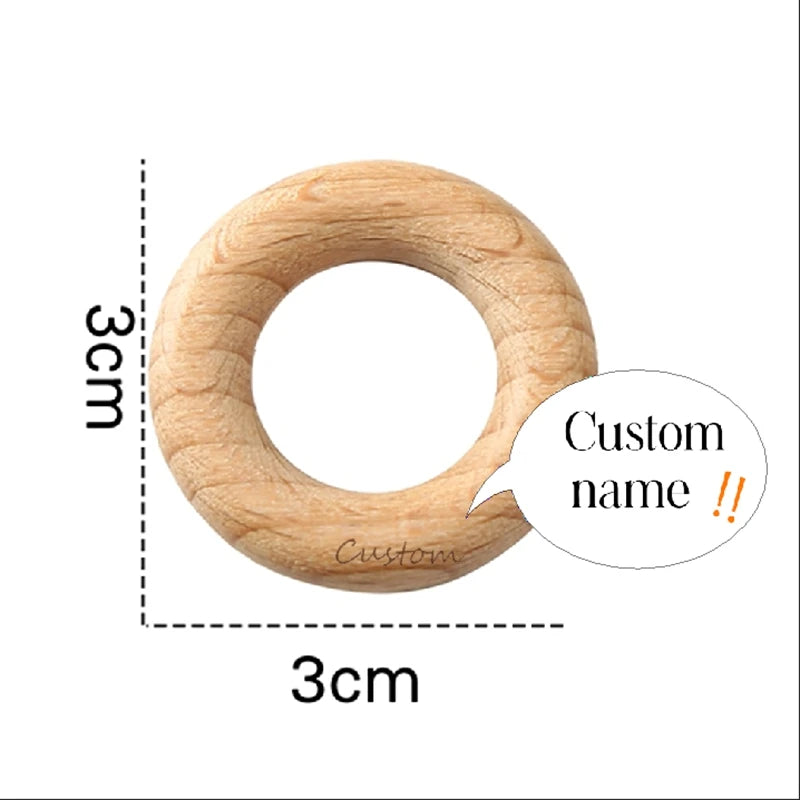 50pc Customize Logo Wooden Ring Baby Photogra Growth Souvenirs BPA Free Beech Ring Baby Photography Milestone Memorial Gifts