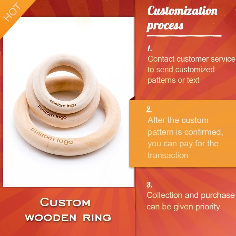 50pc Customize Logo Wooden Ring Baby Photogra Growth Souvenirs BPA Free Beech Ring Baby Photography Milestone Memorial Gifts
