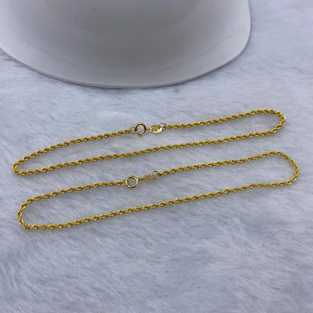 Sinya Pure 18k Au750 Gold Rope Chain Necklace Anklets Bracelets 100% Real Fine Jewelry For Women Ladies Mom Girls Best Gift