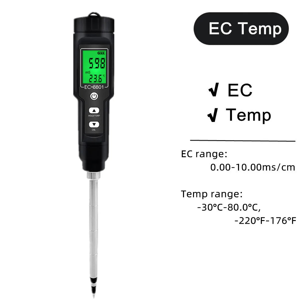 Soil Ph Meter Tester EC Meter for Soil PH TDS CF Sunlight Moisture Humidity Garden Temp Soil moisture Sensor Gauge Optional