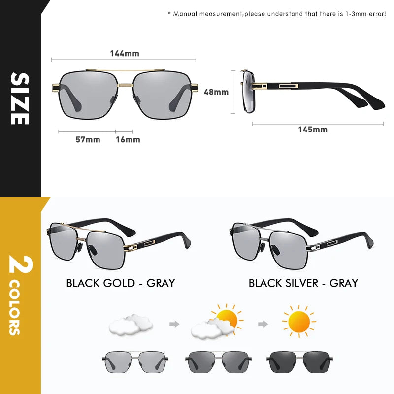 LIOUMO Top Quality Men's Sunglasses Polarized Photochromic Driving Glasses Women Fashion Chameleon Goggles Anti-Glare zonnebril