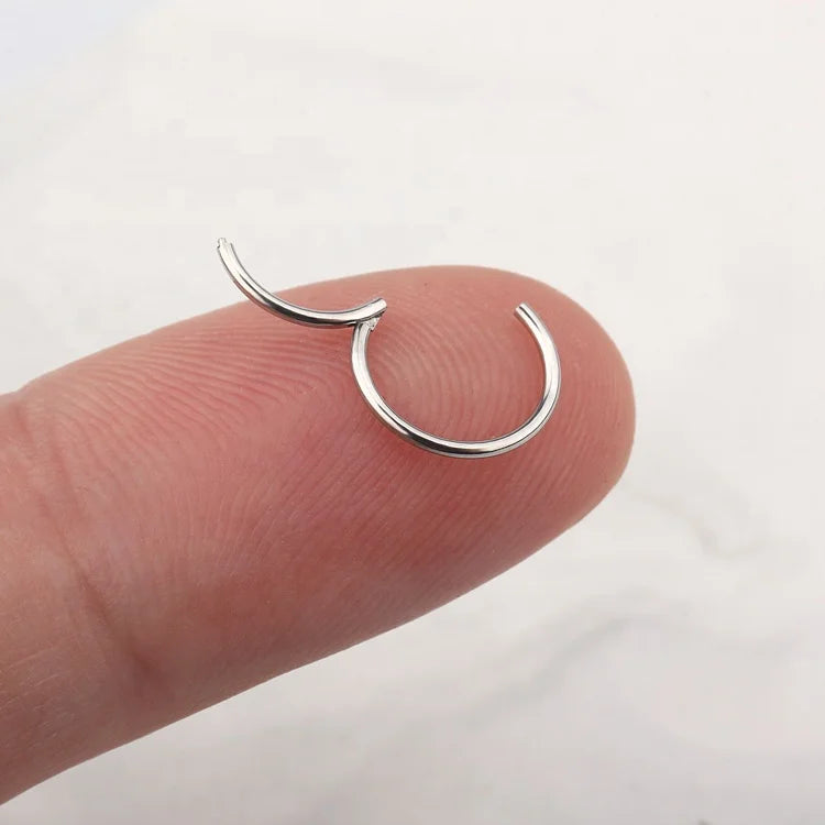 Right Grand ASTM F136 Titanium Hinged Hoop Nose Rings 20G 18G 16G Septum Ring Body Piercing Jewelry Helix Cartilage Rook Earring