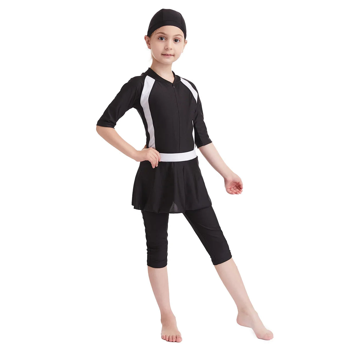 Muslim Swimwear Girl Cap Jumpsuit Skirt 3Pcs Modest Swimsuit for Girls Bath Swimming Suit Arab Islamic Baby Teens Kids Beachwear