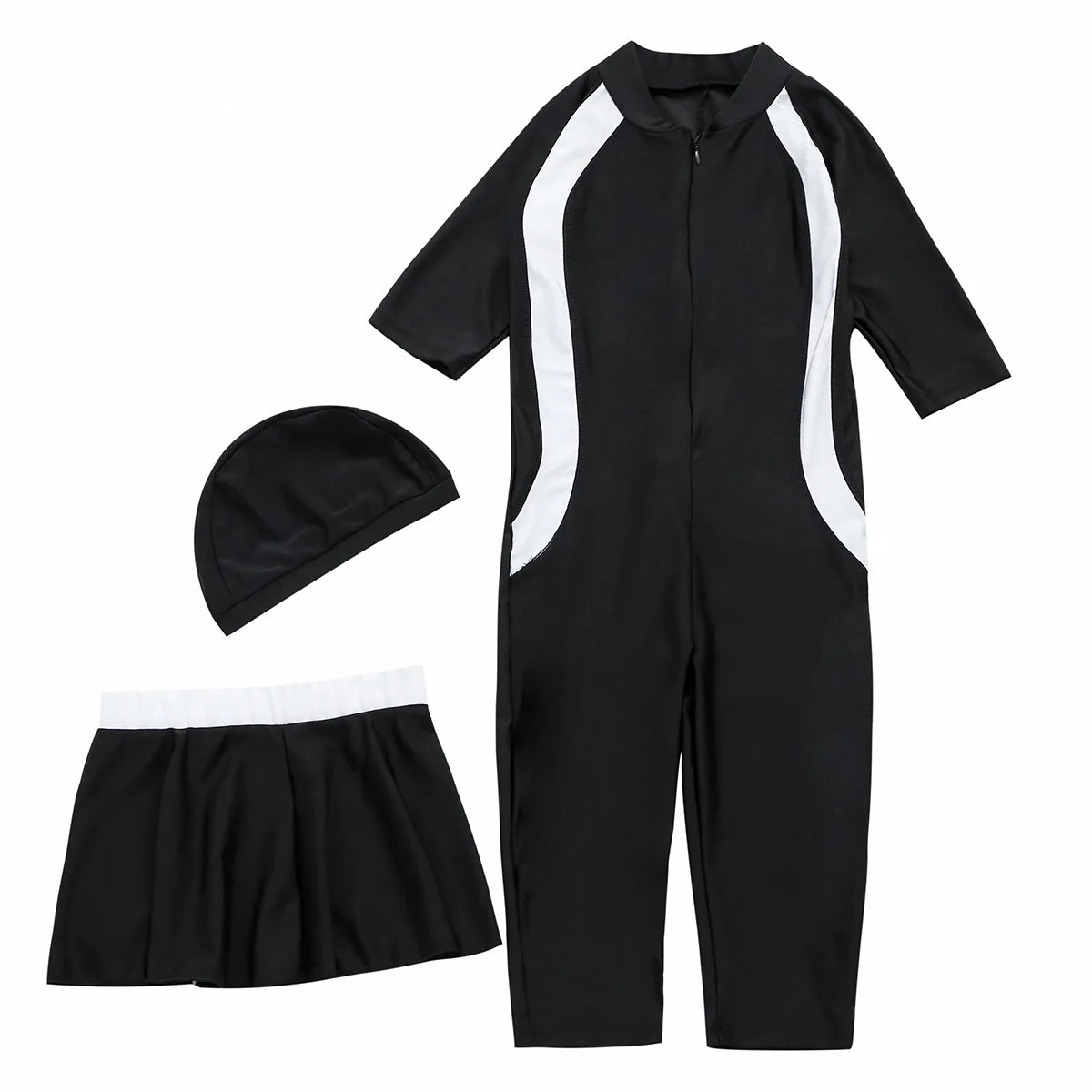 Muslim Swimwear Girl Cap Jumpsuit Skirt 3Pcs Modest Swimsuit for Girls Bath Swimming Suit Arab Islamic Baby Teens Kids Beachwear