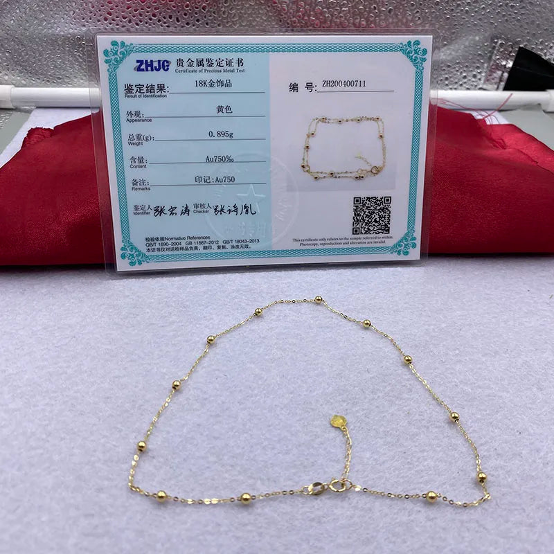 Sinya Pure 18k Au750 Gold Rope Chain Necklace Anklets Bracelets 100% Real Fine Jewelry For Women Ladies Mom Girls Best Gift