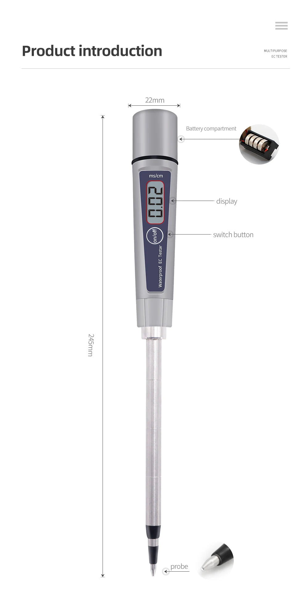 Soil Ph Meter Tester EC Meter for Soil PH TDS CF Sunlight Moisture Humidity Garden Temp Soil moisture Sensor Gauge Optional