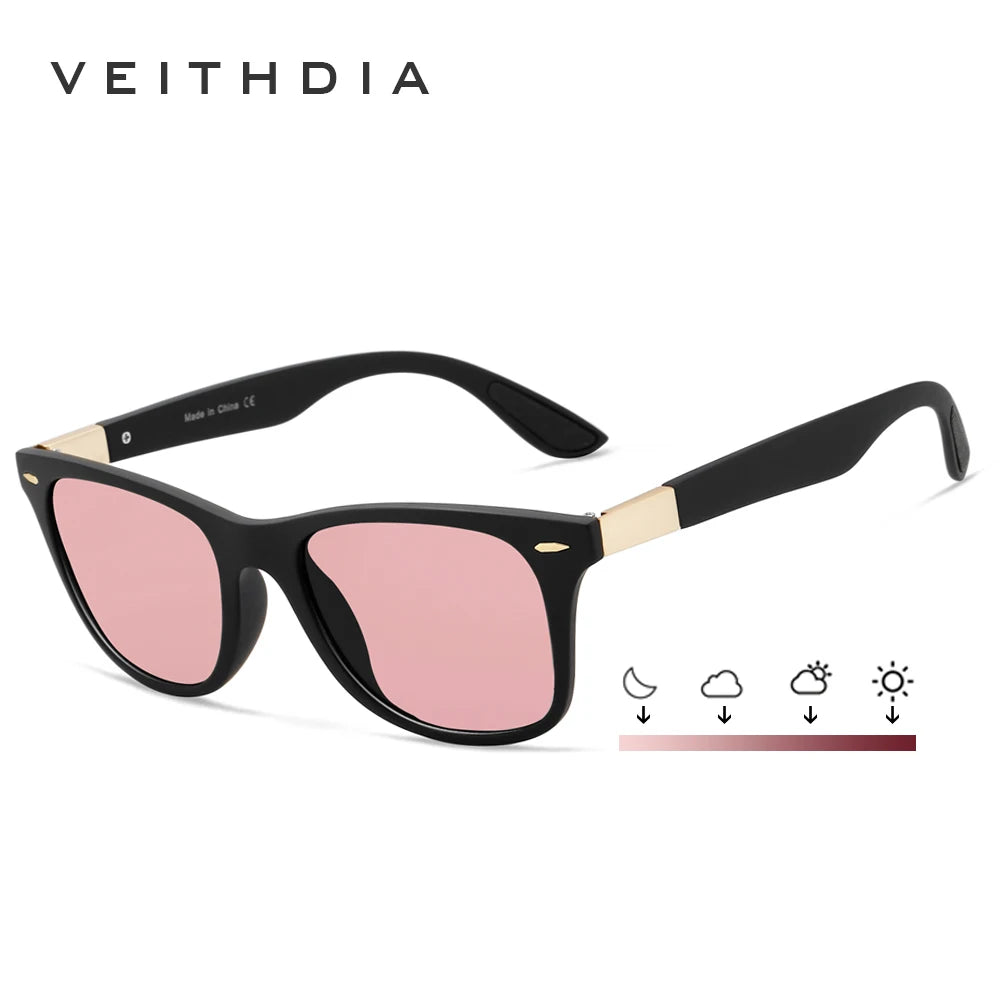 VEITHDIA Sunglasses Gradient Photochromic Unisex Polarized Mirror Lens Vintage Day Night Dual Sun Glasses For Men Women 7029