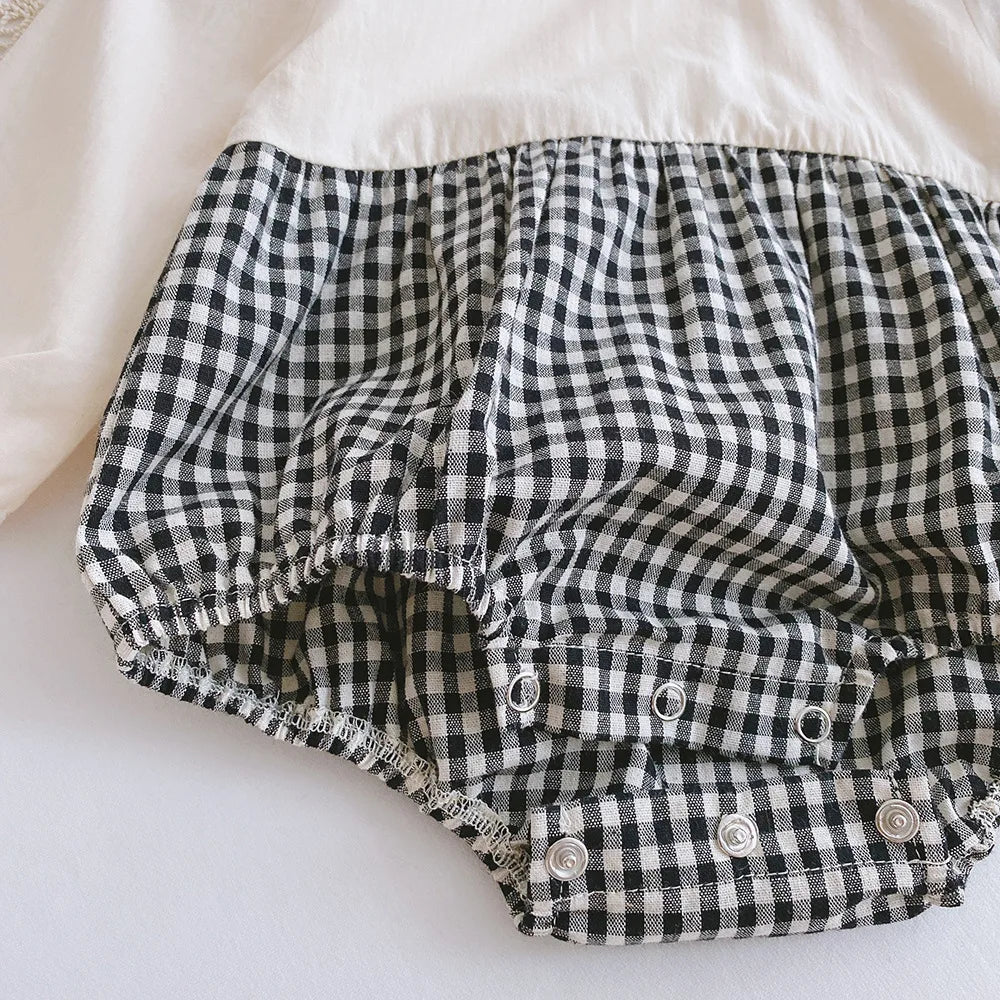 2pcs Baby Girls Clothing 0-4 Years Sister Outfit Set - Gingham Romper/Dress with Blouse Matching Clothes for Siblings