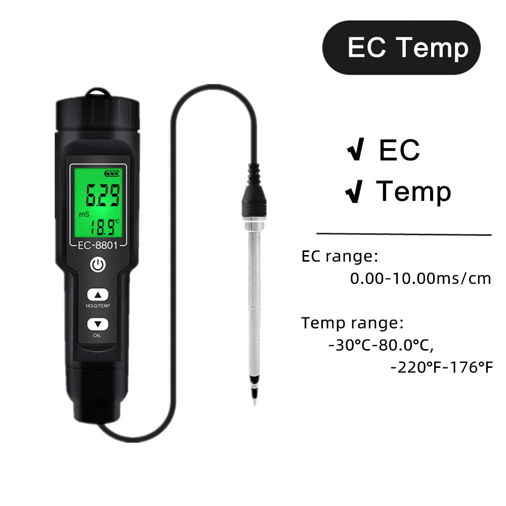 Soil Ph Meter Tester EC Meter for Soil PH TDS CF Sunlight Moisture Humidity Garden Temp Soil moisture Sensor Gauge Optional