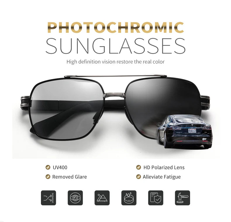 LIOUMO Top Quality Men's Sunglasses Polarized Photochromic Driving Glasses Women Fashion Chameleon Goggles Anti-Glare zonnebril