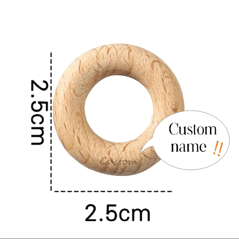 50pc Customize Logo Wooden Ring Baby Photogra Growth Souvenirs BPA Free Beech Ring Baby Photography Milestone Memorial Gifts