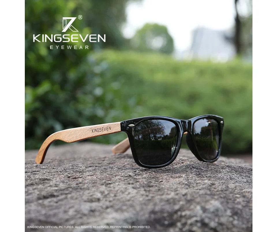 KINGSEVEN New Black Walnut Sunglasses Wood Polarized Sunglasses Men's Glasses Handmade UV400 Protection Eyewear Retro Wooden Box