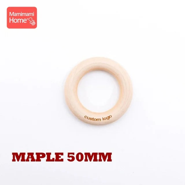 50pc Customize Logo Wooden Ring Baby Photogra Growth Souvenirs BPA Free Beech Ring Baby Photography Milestone Memorial Gifts
