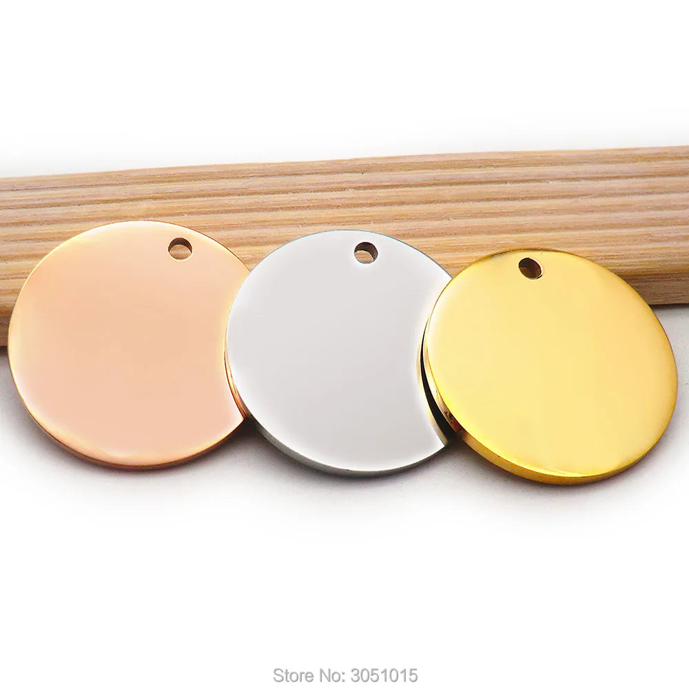 Wholesale 20PCs Stainless Steel 8MM 10MM 15MM 20MM Tags Charms Jewelry DIY Findings Dog Id Tag  For Pendant Necklace Anti-lost