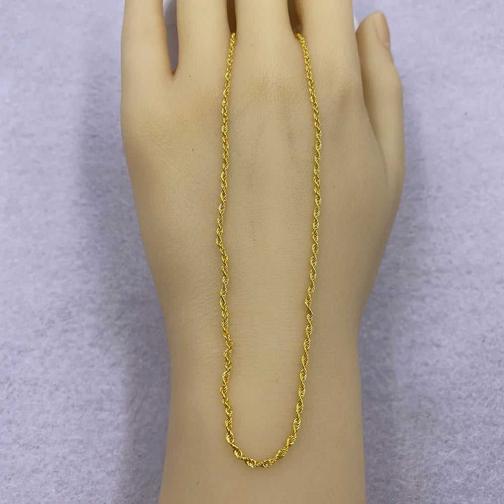 Sinya Pure 18k Au750 Gold Rope Chain Necklace Anklets Bracelets 100% Real Fine Jewelry For Women Ladies Mom Girls Best Gift