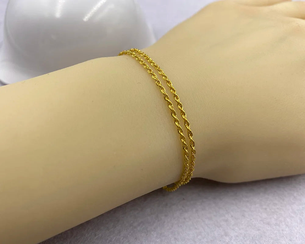 Sinya Pure 18k Au750 Gold Rope Chain Necklace Anklets Bracelets 100% Real Fine Jewelry For Women Ladies Mom Girls Best Gift