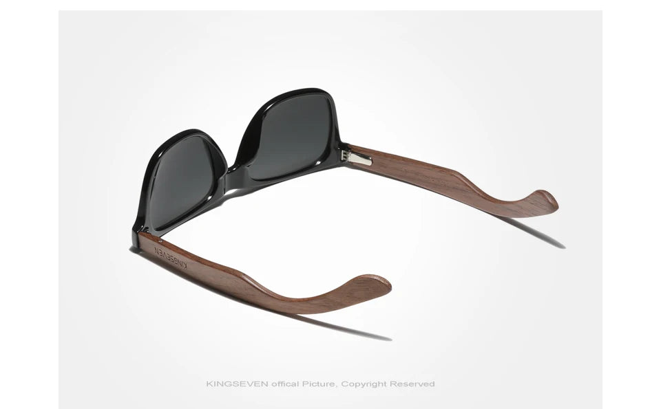 KINGSEVEN New Black Walnut Sunglasses Wood Polarized Sunglasses Men's Glasses Handmade UV400 Protection Eyewear Retro Wooden Box