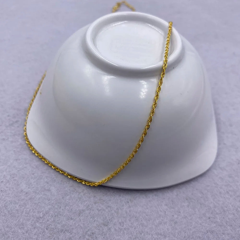 Sinya Pure 18k Au750 Gold Rope Chain Necklace Anklets Bracelets 100% Real Fine Jewelry For Women Ladies Mom Girls Best Gift