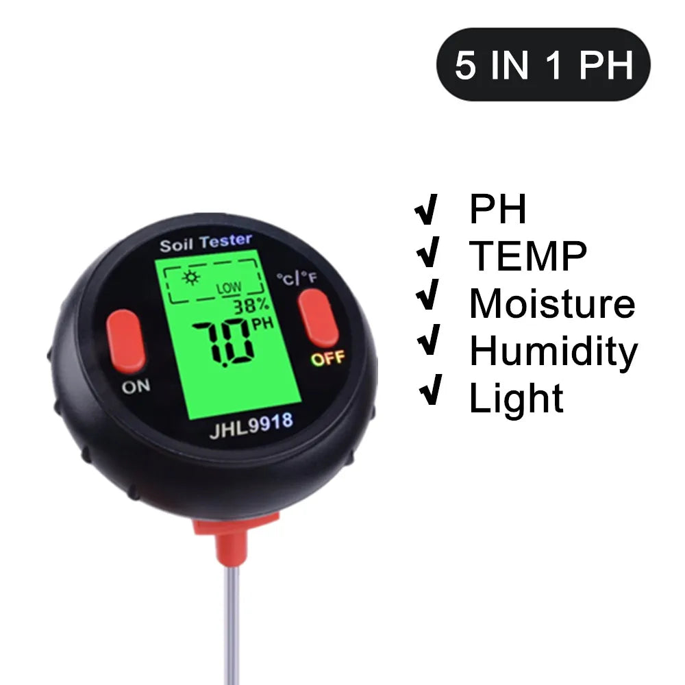 Soil Ph Meter Tester EC Meter for Soil PH TDS CF Sunlight Moisture Humidity Garden Temp Soil moisture Sensor Gauge Optional