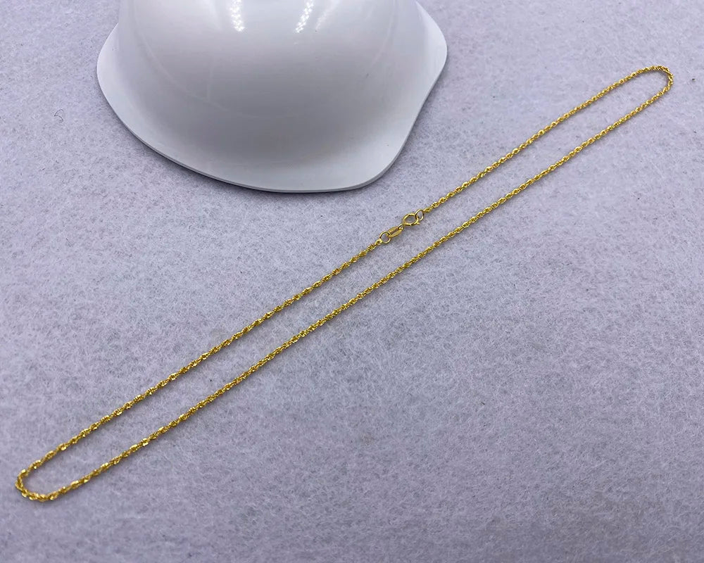 Sinya Pure 18k Au750 Gold Rope Chain Necklace Anklets Bracelets 100% Real Fine Jewelry For Women Ladies Mom Girls Best Gift