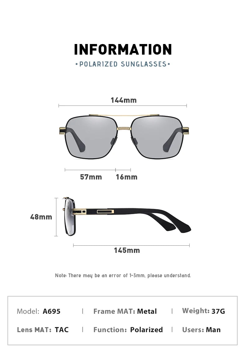 LIOUMO Top Quality Men's Sunglasses Polarized Photochromic Driving Glasses Women Fashion Chameleon Goggles Anti-Glare zonnebril