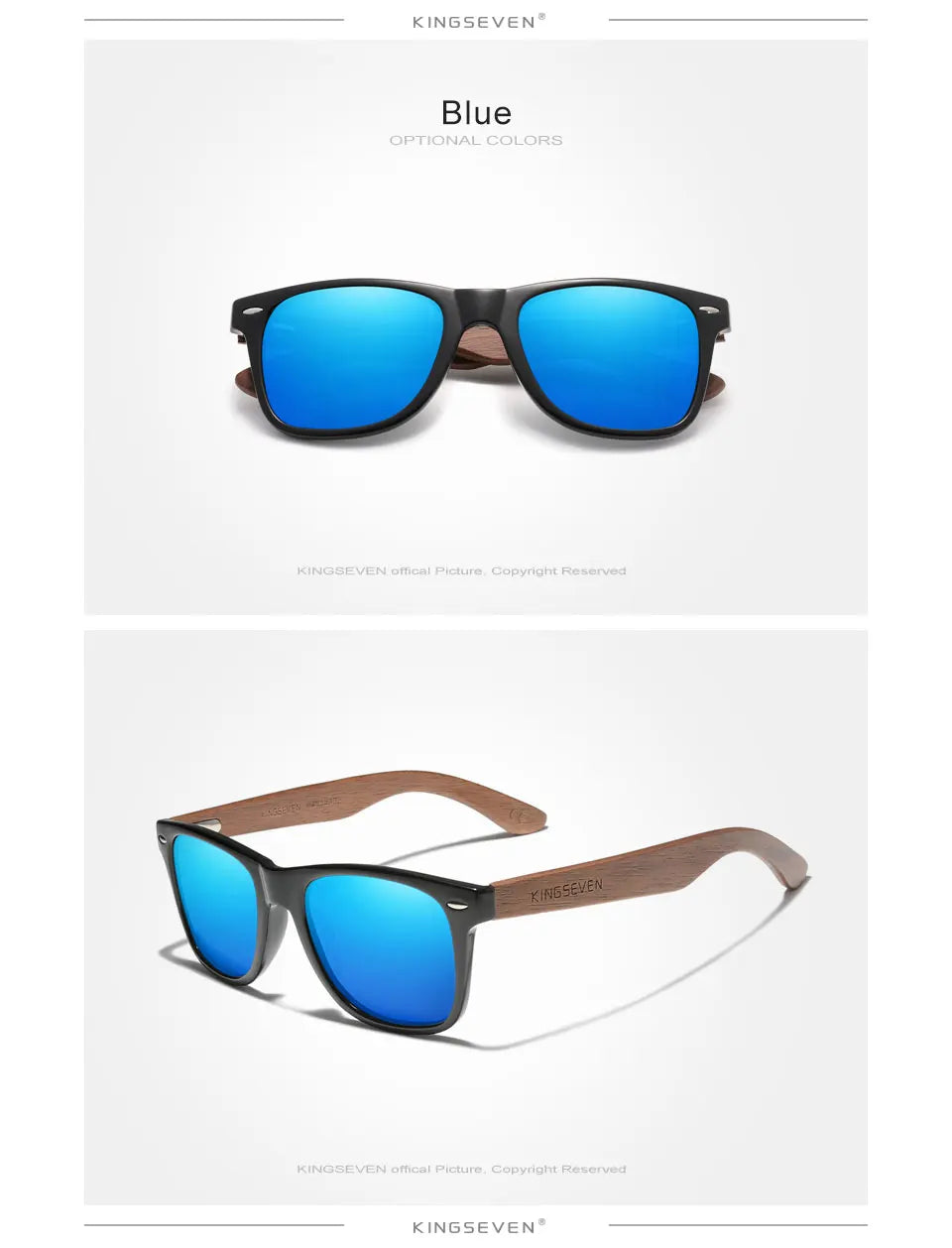 KINGSEVEN New Black Walnut Sunglasses Wood Polarized Sunglasses Men's Glasses Handmade UV400 Protection Eyewear Retro Wooden Box