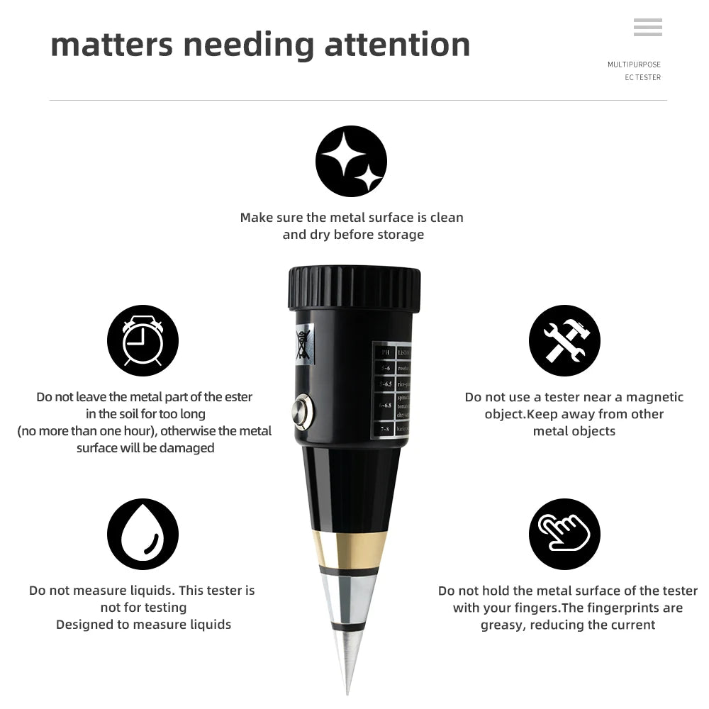 Soil Ph Meter Tester EC Meter for Soil PH TDS CF Sunlight Moisture Humidity Garden Temp Soil moisture Sensor Gauge Optional