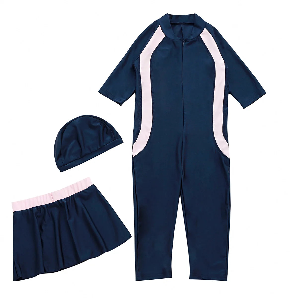 Muslim Swimwear Girl Cap Jumpsuit Skirt 3Pcs Modest Swimsuit for Girls Bath Swimming Suit Arab Islamic Baby Teens Kids Beachwear