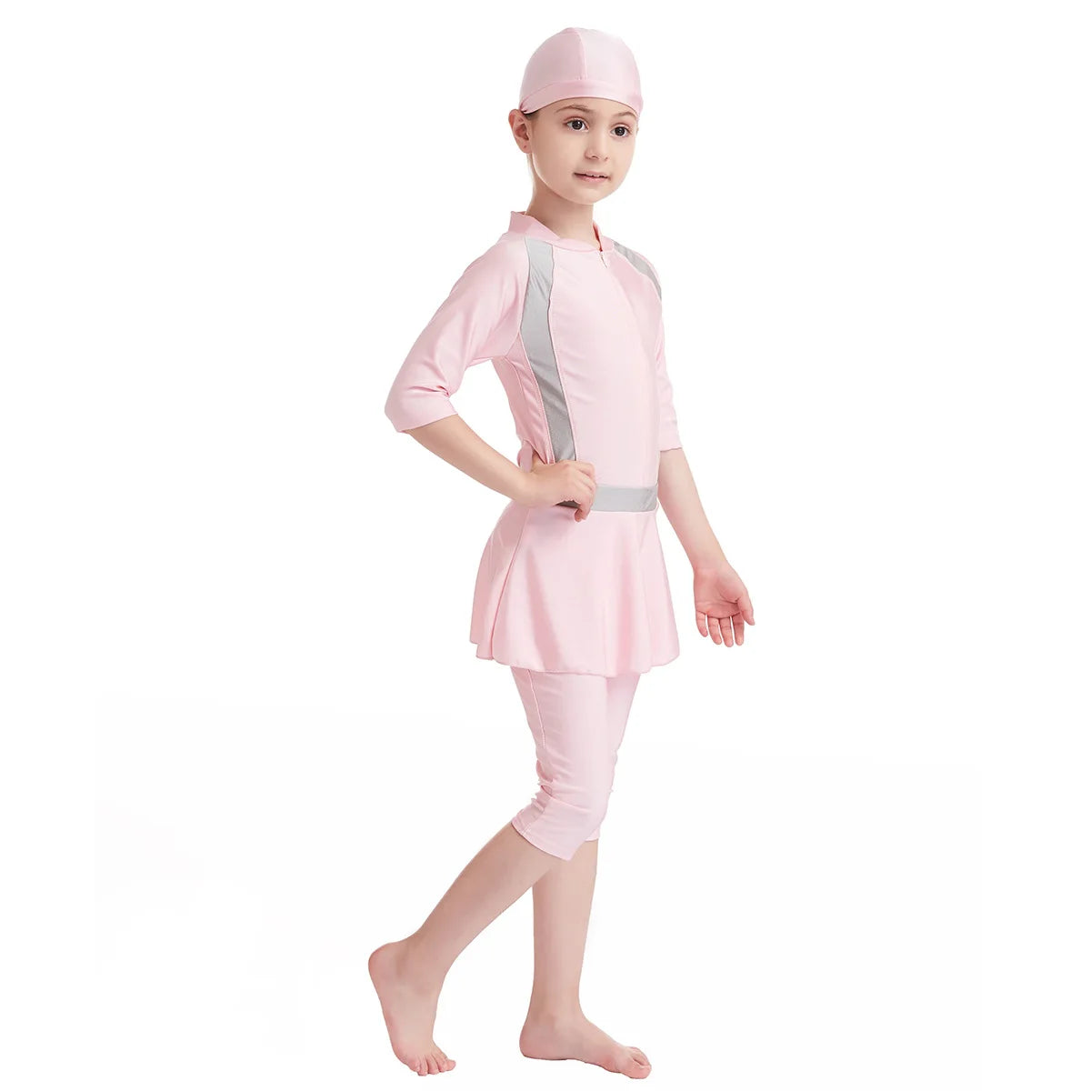 Muslim Swimwear Girl Cap Jumpsuit Skirt 3Pcs Modest Swimsuit for Girls Bath Swimming Suit Arab Islamic Baby Teens Kids Beachwear