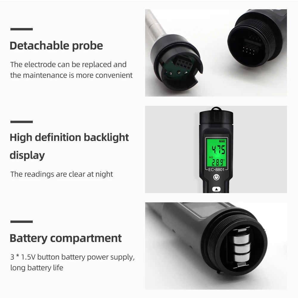 Soil Ph Meter Tester EC Meter for Soil PH TDS CF Sunlight Moisture Humidity Garden Temp Soil moisture Sensor Gauge Optional