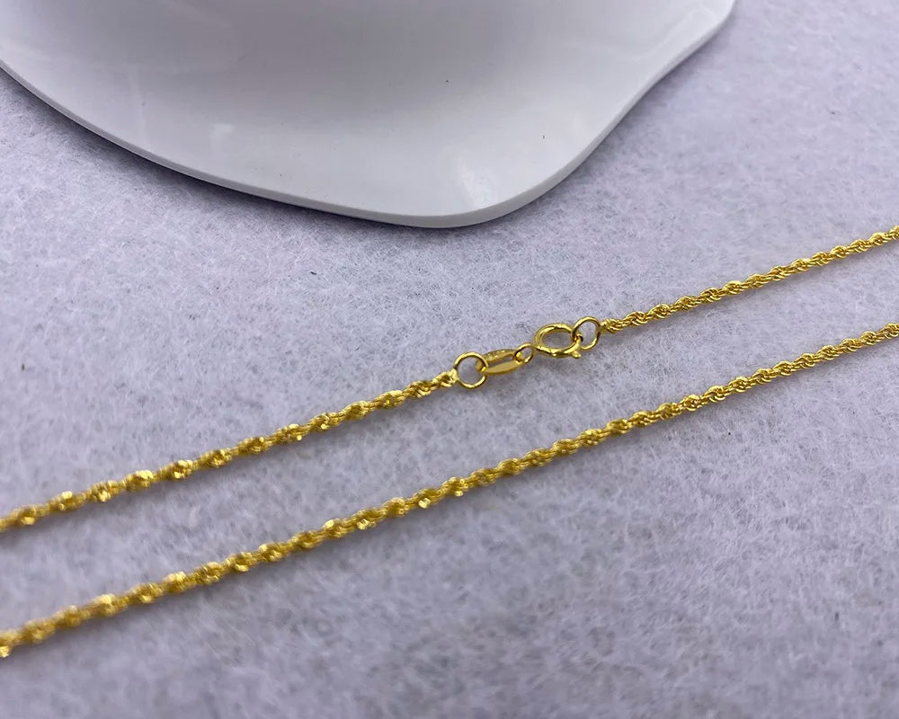 Sinya Pure 18k Au750 Gold Rope Chain Necklace Anklets Bracelets 100% Real Fine Jewelry For Women Ladies Mom Girls Best Gift