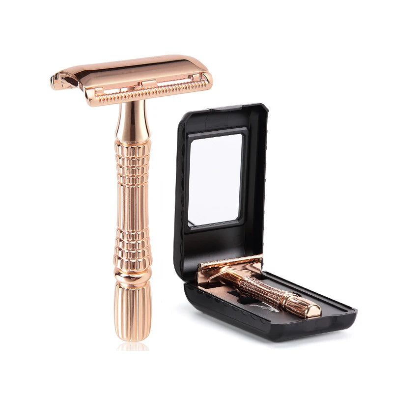 Classic Safety Razor Set for Men - 1 Blade 1 Razor 1 Case Double Sided Manual Shaving Alloy Classic Shaving System