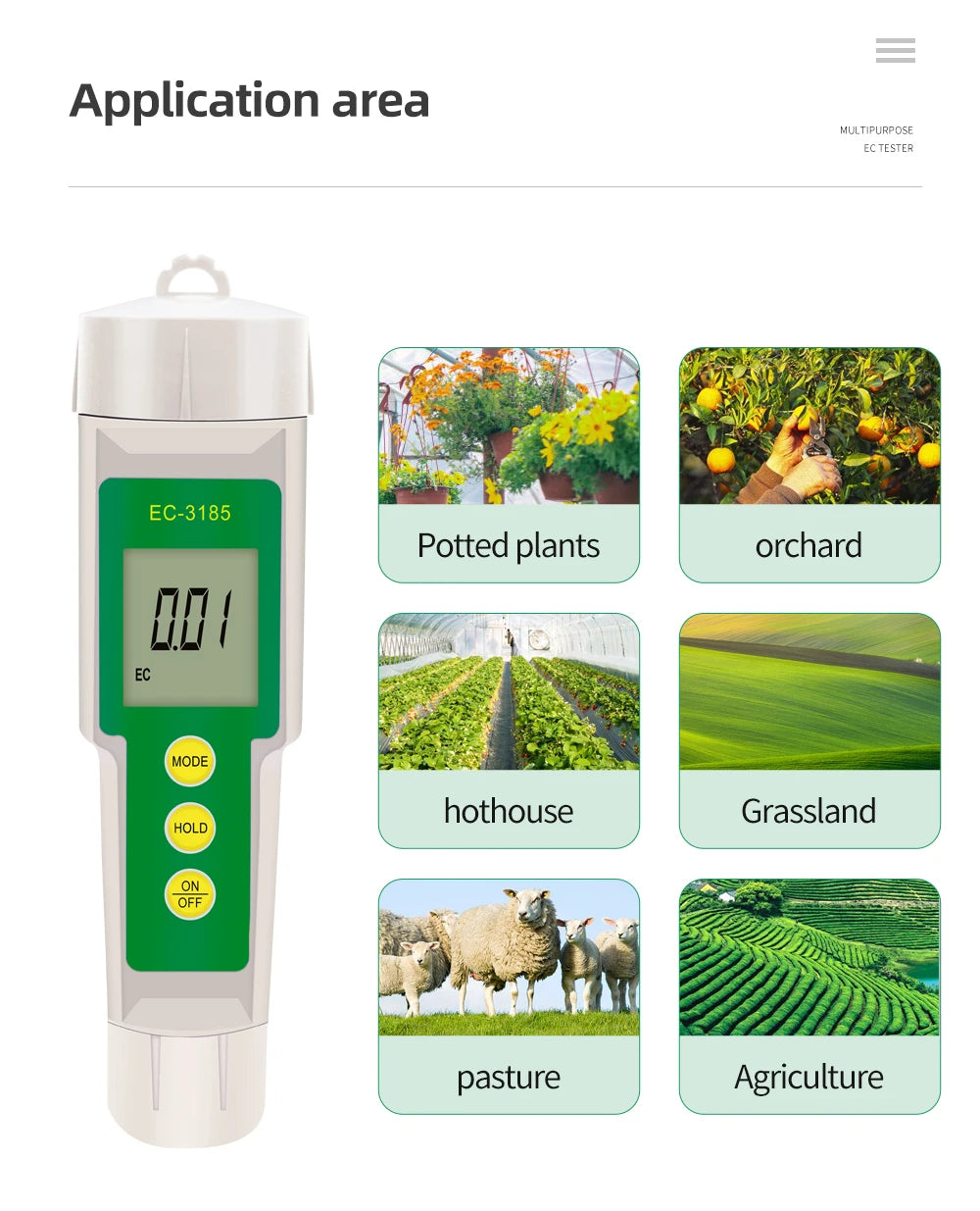 Soil Ph Meter Tester EC Meter for Soil PH TDS CF Sunlight Moisture Humidity Garden Temp Soil moisture Sensor Gauge Optional