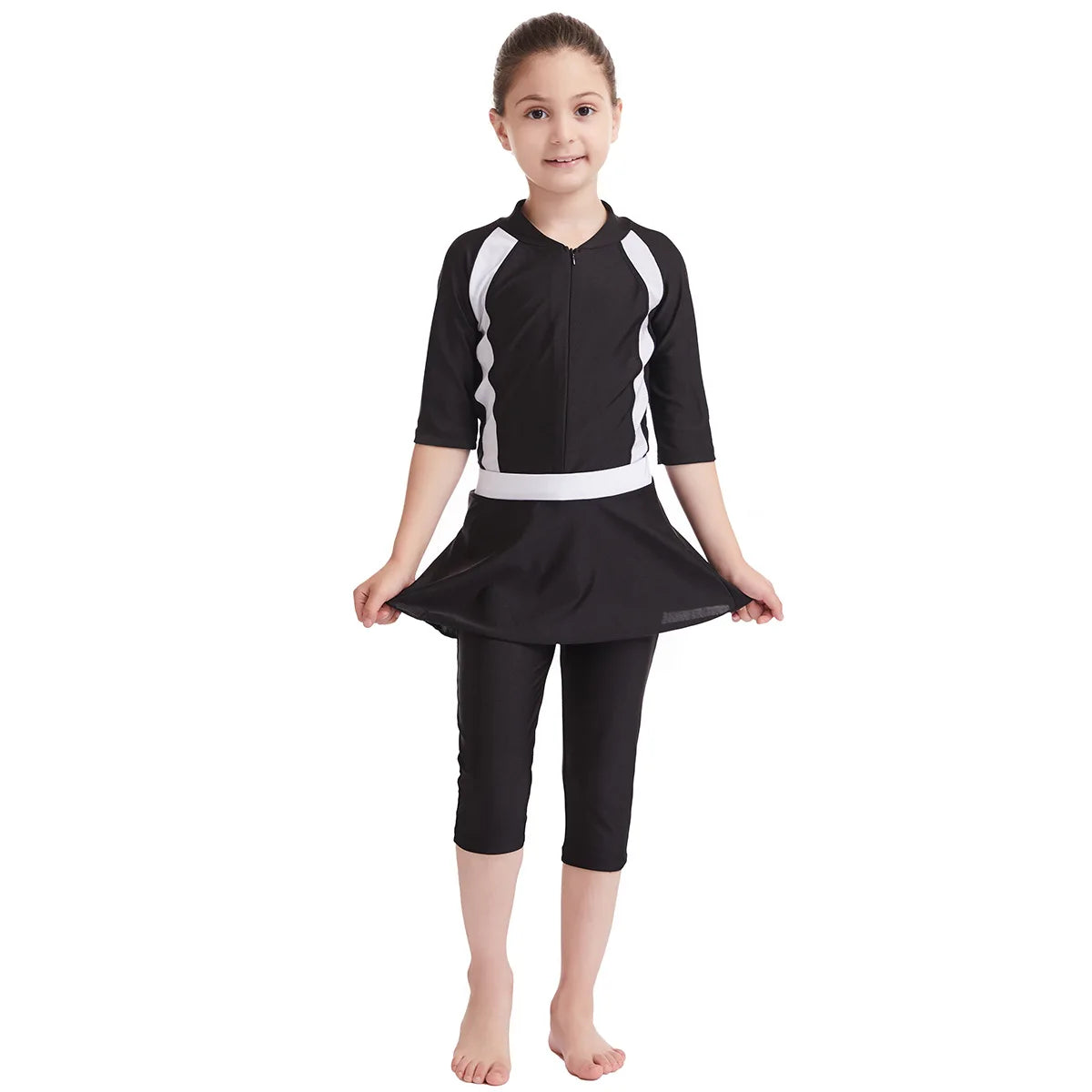 Muslim Swimwear Girl Cap Jumpsuit Skirt 3Pcs Modest Swimsuit for Girls Bath Swimming Suit Arab Islamic Baby Teens Kids Beachwear