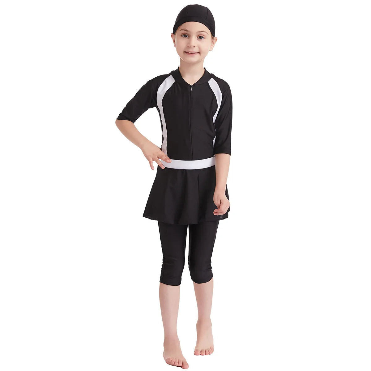 Muslim Swimwear Girl Cap Jumpsuit Skirt 3Pcs Modest Swimsuit for Girls Bath Swimming Suit Arab Islamic Baby Teens Kids Beachwear