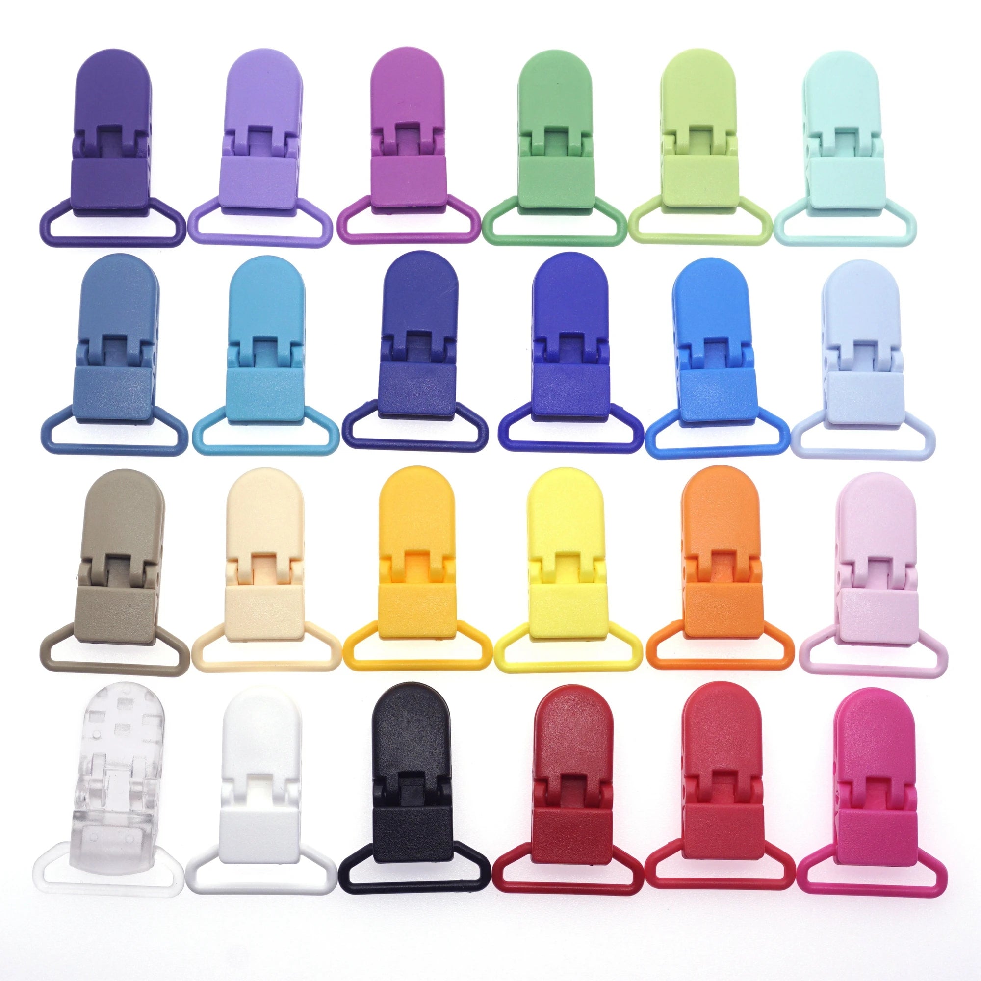 48Pcs Eco-friendly Plastic Baby Pacifier Clips Holder Mix Colors Dummy Soother Bib Suspender Clip Transparent 25MM Free Shipping