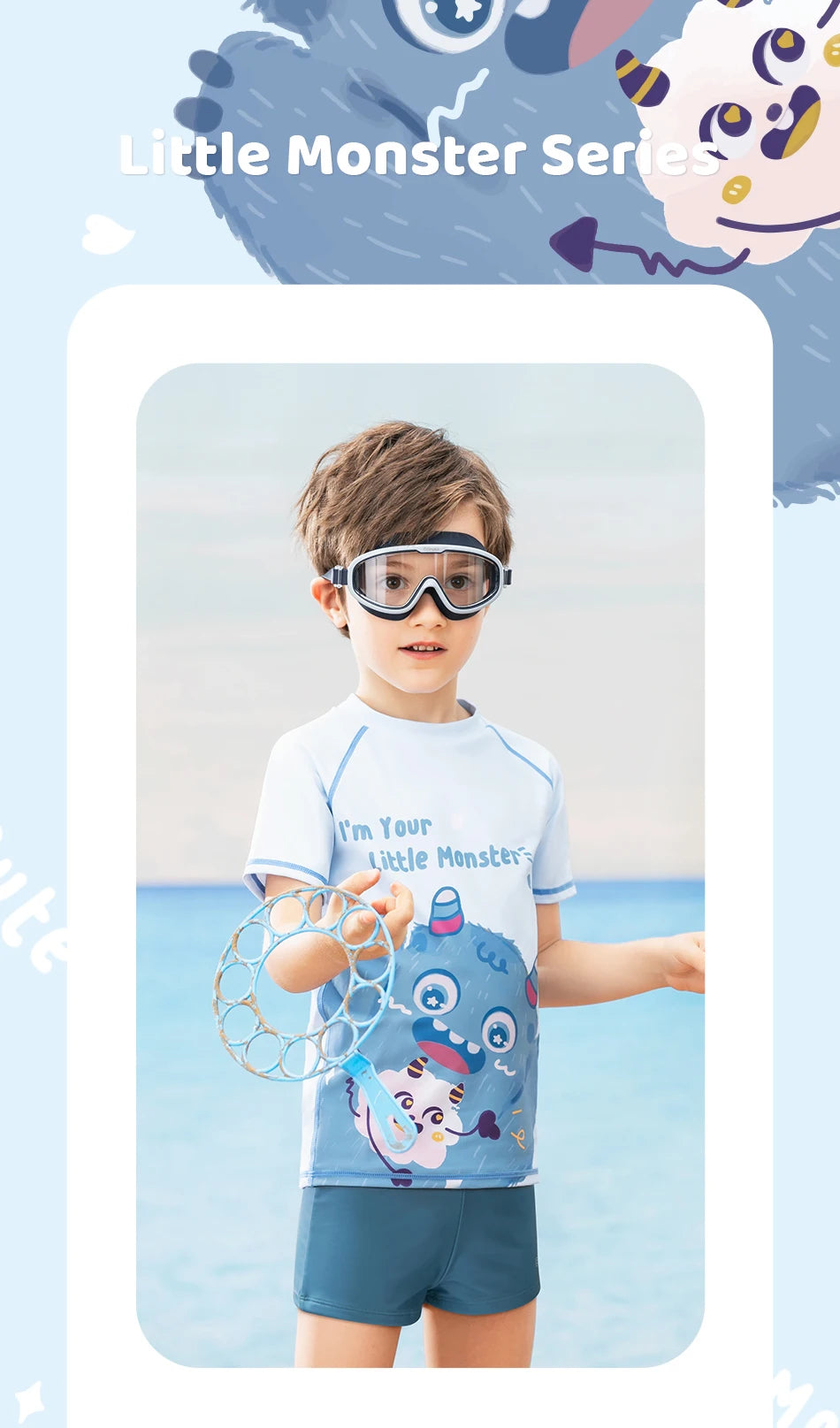 COPOZZ Children's Split Swimwear Short Sleeve Cartoon Sports Swimsuit Surfing Suits Beach Wear  For Boys Girls UV Protection 50+