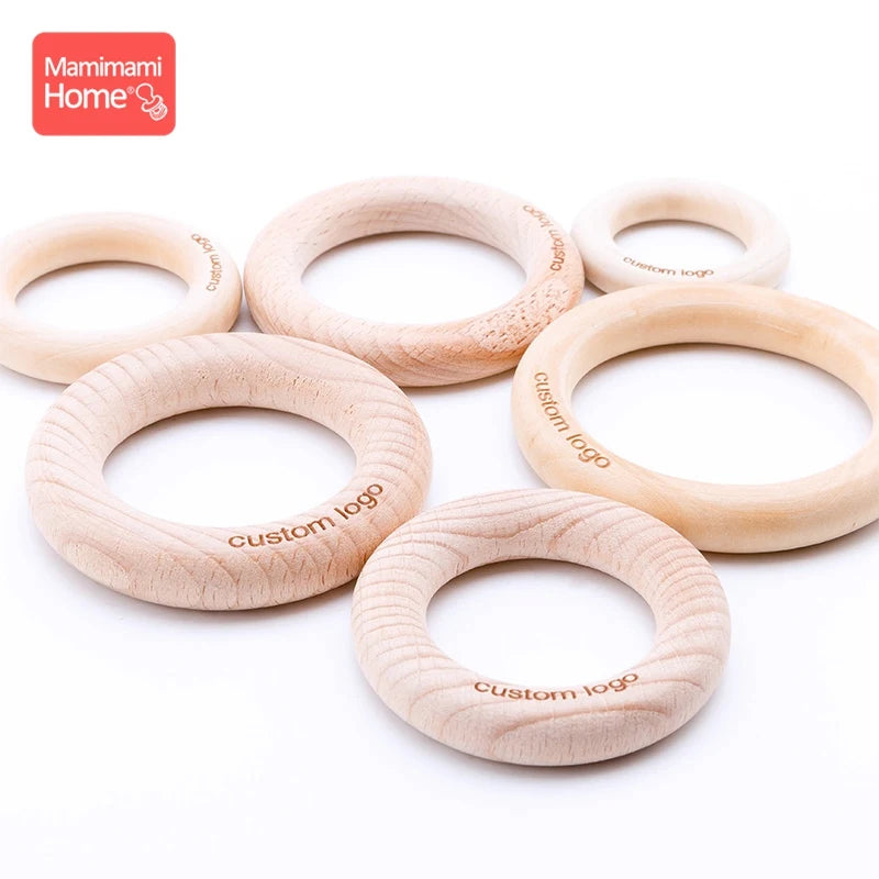 50pc Customize Logo Wooden Ring Baby Photogra Growth Souvenirs BPA Free Beech Ring Baby Photography Milestone Memorial Gifts