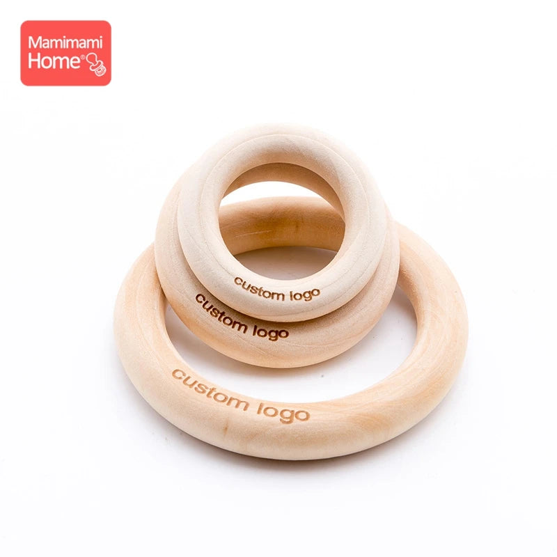 50pc Customize Logo Wooden Ring Baby Photogra Growth Souvenirs BPA Free Beech Ring Baby Photography Milestone Memorial Gifts