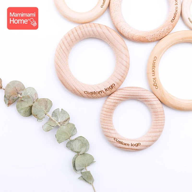 50pc Customize Logo Wooden Ring Baby Photogra Growth Souvenirs BPA Free Beech Ring Baby Photography Milestone Memorial Gifts