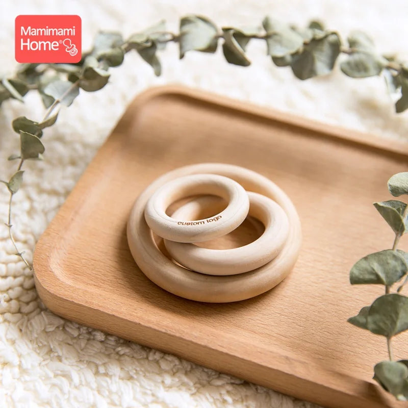 50pc Customize Logo Wooden Ring Baby Photogra Growth Souvenirs BPA Free Beech Ring Baby Photography Milestone Memorial Gifts