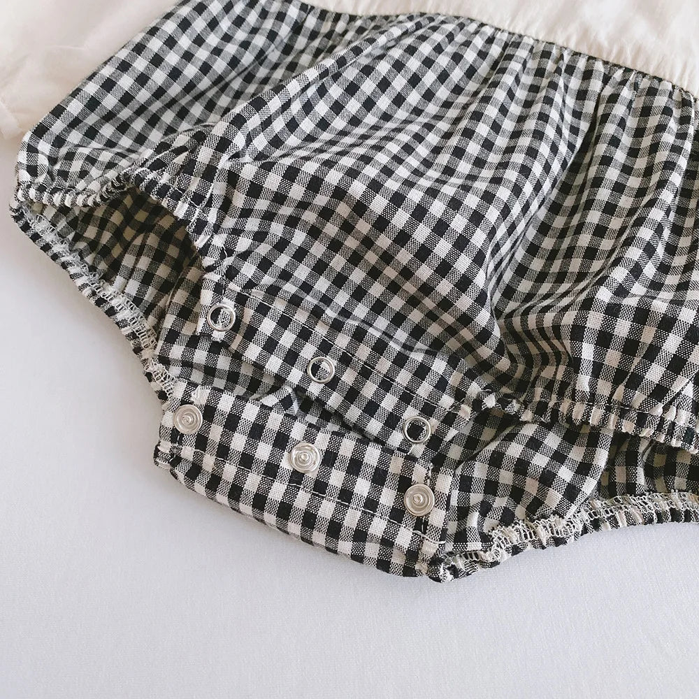 2pcs Baby Girls Clothing 0-4 Years Sister Outfit Set - Gingham Romper/Dress with Blouse Matching Clothes for Siblings