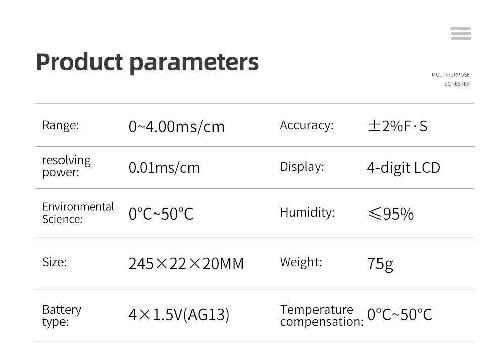 Soil Ph Meter Tester EC Meter for Soil PH TDS CF Sunlight Moisture Humidity Garden Temp Soil moisture Sensor Gauge Optional