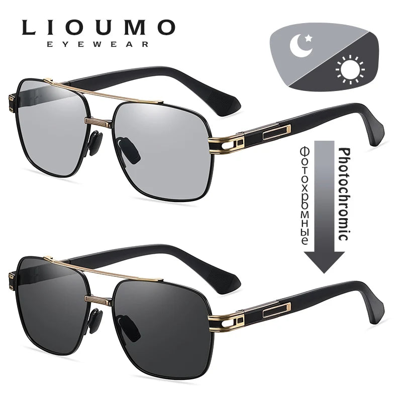 LIOUMO Top Quality Men's Sunglasses Polarized Photochromic Driving Glasses Women Fashion Chameleon Goggles Anti-Glare zonnebril
