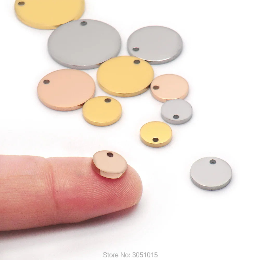 Wholesale 20PCs Stainless Steel 8MM 10MM 15MM 20MM Tags Charms Jewelry DIY Findings Dog Id Tag  For Pendant Necklace Anti-lost