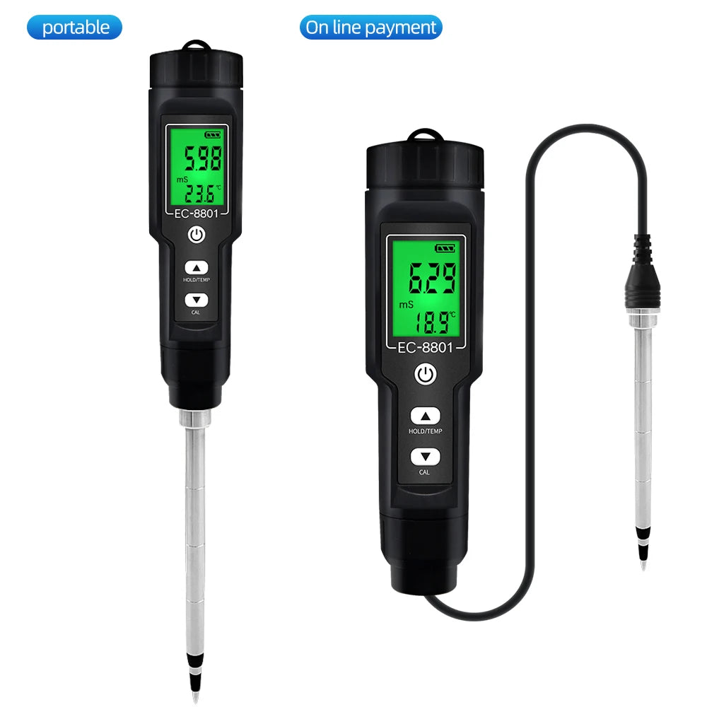 Soil Ph Meter Tester EC Meter for Soil PH TDS CF Sunlight Moisture Humidity Garden Temp Soil moisture Sensor Gauge Optional